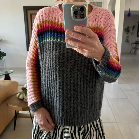 XIRENA Colorblock / Rainbow Apres Ski Sweater Relaxed Fit Size XS - Picture 3 of 10